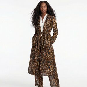 Leopard Print Long Trench Coat